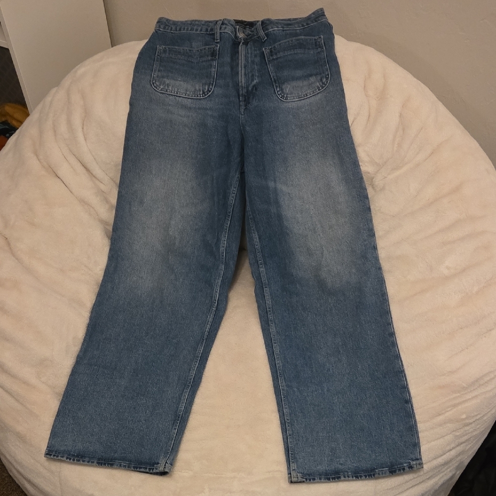 Free Assembly Wide Leg Patch Pocket Jeans, Size 10